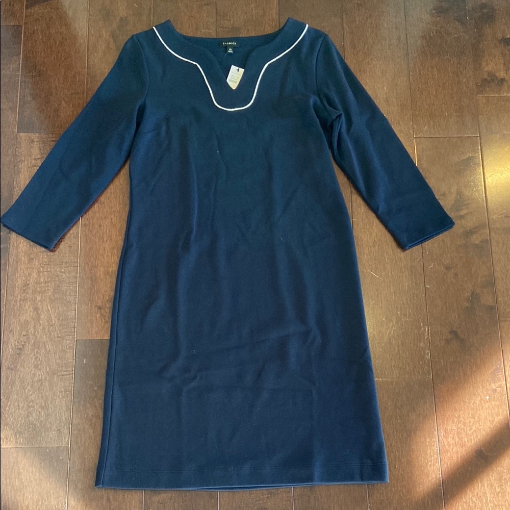 Talbots Elegant Navy Blue Dress